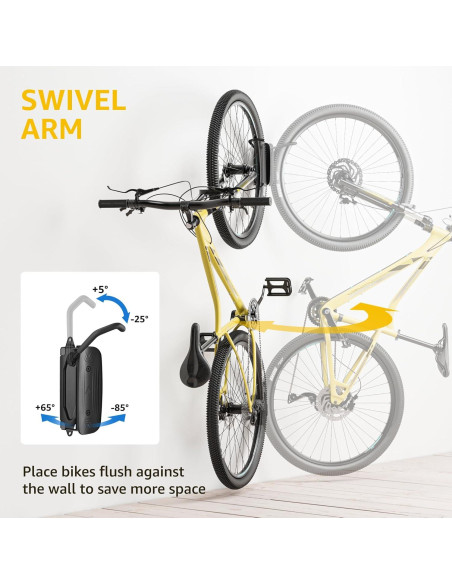 Soporte de Pared para Bicicleta monTEK Giratorio 4 Piezas