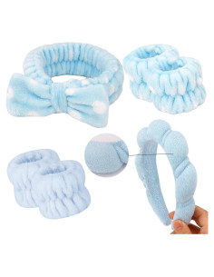 Set de 6 Diademas y Pulseras de Spa CUBACO Azul