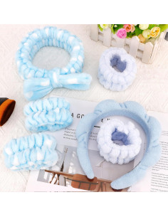 Set de 6 Diademas y Pulseras de Spa CUBACO Azul 2