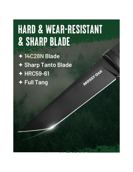 Cuchillo de Caza Mossy Oak 25.4 cm Acero 14C28N con Funda