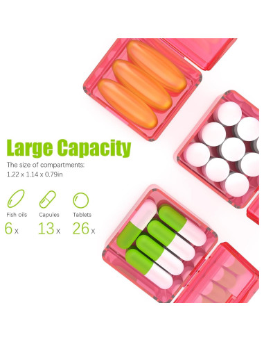 Organizador de Pastillas Mensual DOHIMGIO 30 Compartimentos Rosa