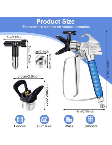 Pistola de Pulverización Sin Aire Gyfent 616 Kit 14 Piezas