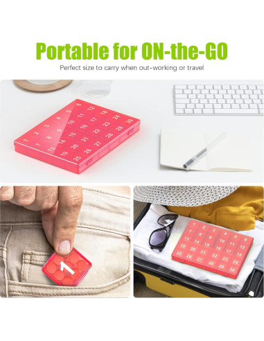 Organizador de Pastillas Mensual DOHIMGIO 30 Compartimentos Rosa