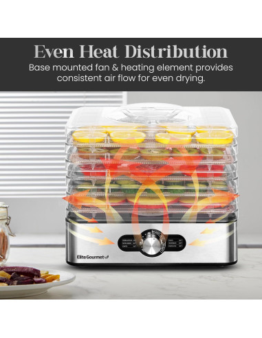 Deshidratador Elite Gourmet EFD3321X 5 Bandejas Acero Inoxidable