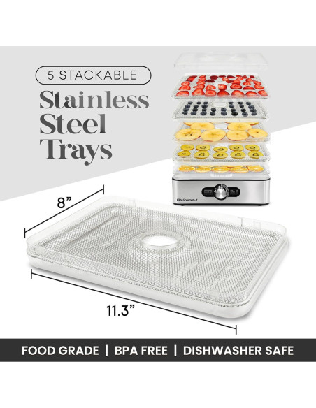 Deshidratador Elite Gourmet EFD3321X 5 Bandejas Acero Inoxidable