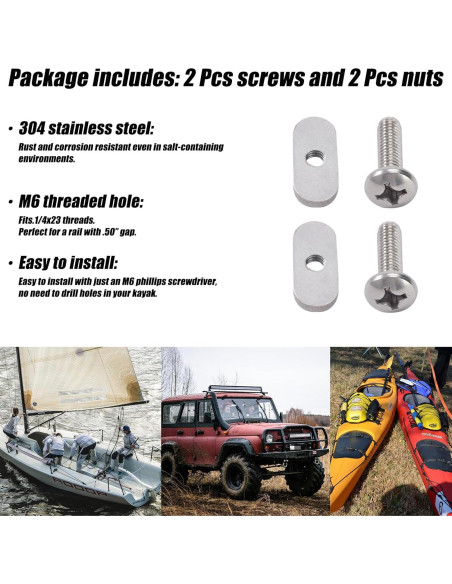 Tornillos y Tuercas para Kayak DoThisAllDay M6 Acero Inoxidable
