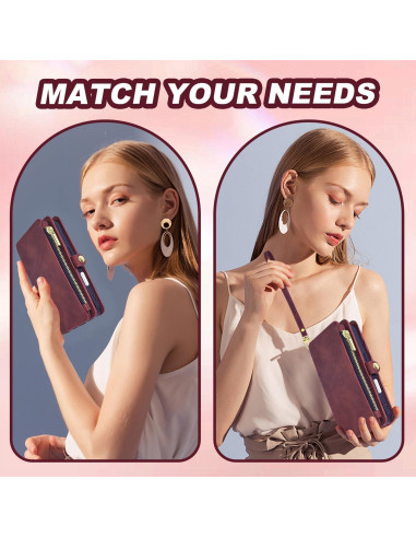 Funda Billetera OIMBWR para iPhone 16 Pro Max Rojo Vino