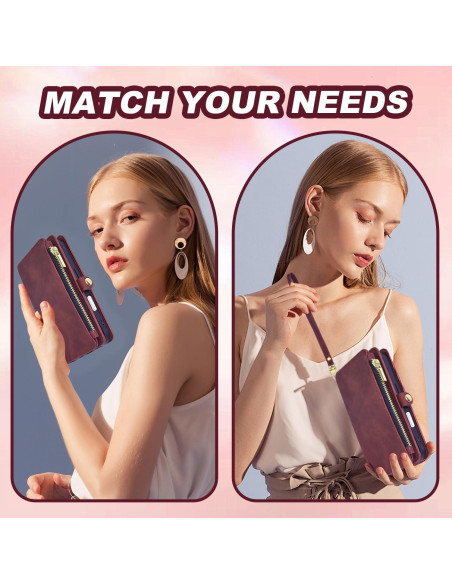 Funda Billetera OIMBWR para iPhone 16 Pro Max Rojo Vino