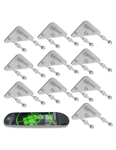 Paquete de 10 Soportes de Pared para Skateboard Aluminio