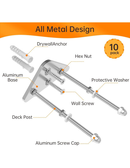 Paquete de 10 Soportes de Pared para Skateboard Aluminio