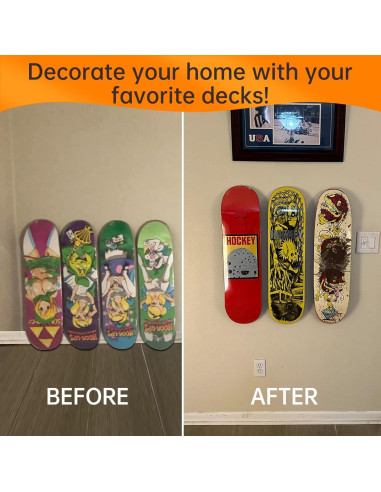 Paquete de 10 Soportes de Pared para Skateboard Aluminio