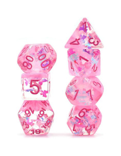 Conjunto de Dados Poliedricos UDIXI Rosa 7 Piezas D&D 2