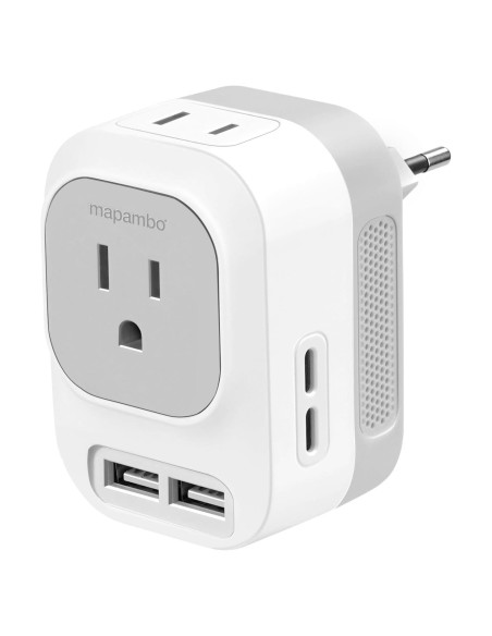 Convertidor de Voltaje Mapambo 220V a 110V con 2 USB y 2 USB C