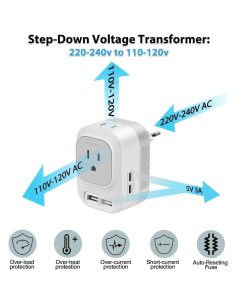 Convertidor de Voltaje Mapambo 220V a 110V con 2 USB y 2 USB C 2