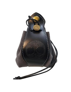 Bolsa de Dados Rollooo Negra y Gris - Cuero Genuino 13x8 cm