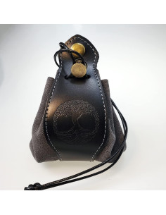 Bolsa de Dados Rollooo Negra y Gris - Cuero Genuino 13x8 cm 2