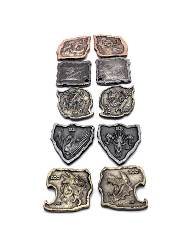 Monedas de Aventura D&D 10 Piezas Metalizadas 25mm