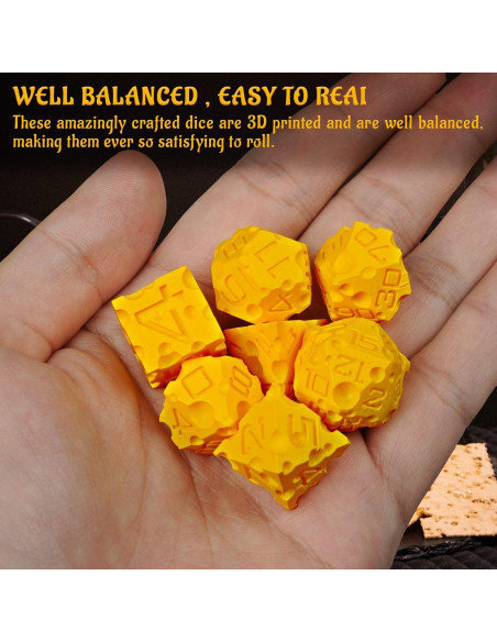 Set de Dados Poliedricos de Queso CZYY 7 Piezas RPG Set de Dados Poliedricos de Queso CZYY 7 Piezas RPG