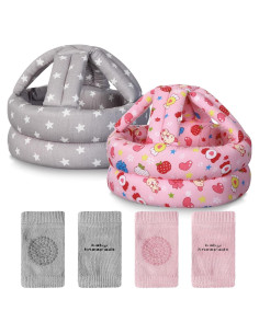 Geyoga Casco de Seguridad Bebé + Rodilleras Ajustables