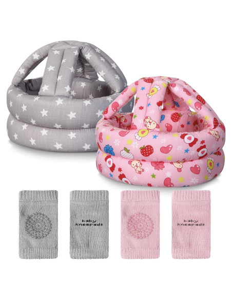 Geyoga Casco de Seguridad Bebé + Rodilleras Ajustables