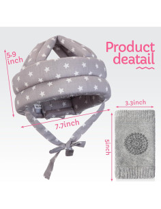 Geyoga Casco de Seguridad Bebé + Rodilleras Ajustables 2