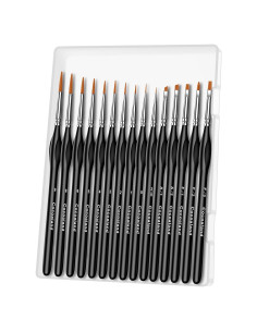 Pinceles de Pintura Cocoaland 15 Piezas Punta Fina Negro