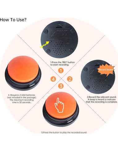 Botón de Grabación de Voz Artista Desconocido 4 Colores 30s