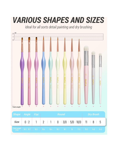 Conjunto de Pinceles Nicpro 12PCS para Acrílico y Acuarela