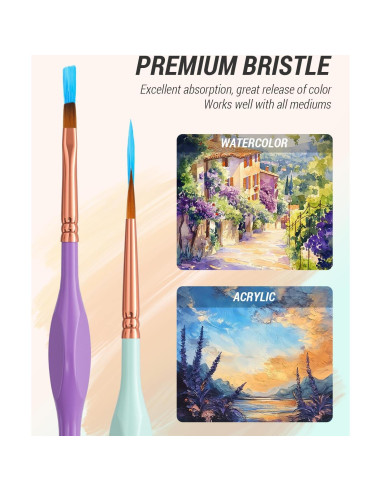 Conjunto de Pinceles Nicpro 12PCS para Acrílico y Acuarela
