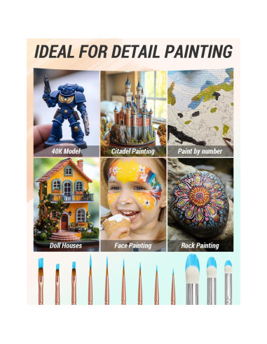 Conjunto de Pinceles Nicpro 12PCS para Acrílico y Acuarela