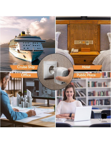 Convertidor de Voltaje Mapambo 220V a 110V con 2 USB y 2 USB C