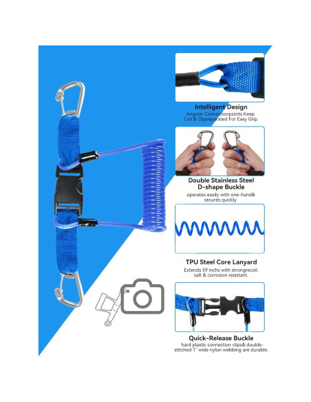 Lanyard de Buceo EEBBL EEB-SDL-120 Azul Resistente
