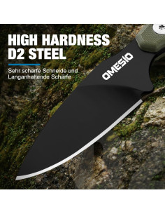 Cuchillo de Cuello Omesio 7.62 cm Hoja D2 Mango G10 Verde 2