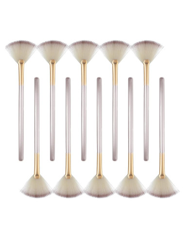 10 Pinceles de Abanico Prasacco para Facial 18.5 cm