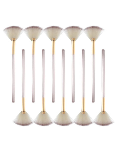 10 Pinceles de Abanico Prasacco para Facial 18.5 cm