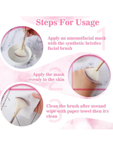 10 Pinceles de Abanico Prasacco para Facial 18.5 cm