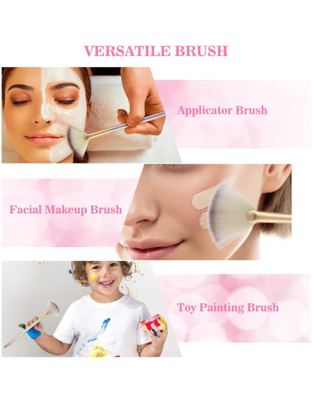 10 Pinceles de Abanico Prasacco para Facial 18.5 cm