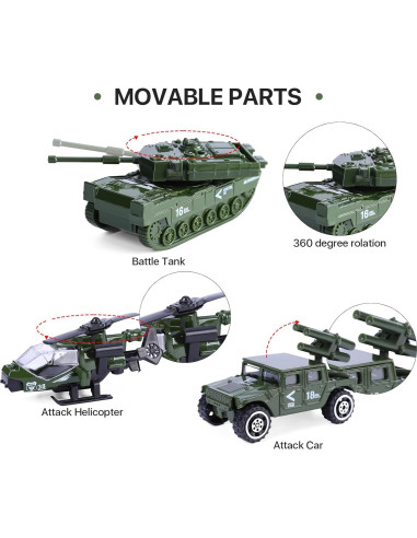 Conjunto de 26 Vehículos Militares CHAXUNTEN y Soldados