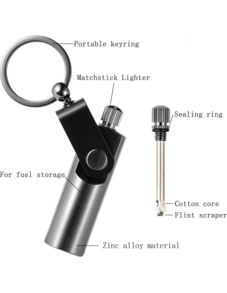 Mechero Permanente BIASTNR Mini Llavero Reutilizable Camping