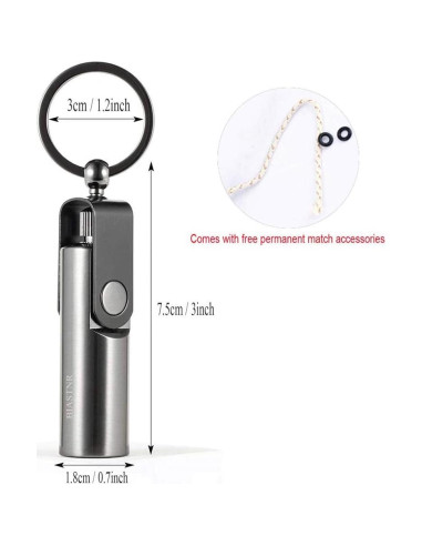 Mechero Permanente BIASTNR Mini Llavero Reutilizable Camping