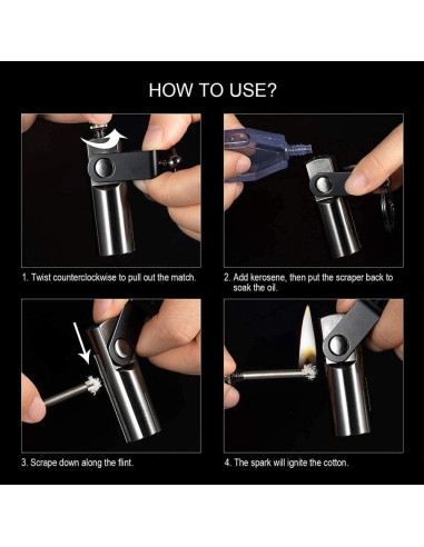 Mechero Permanente BIASTNR Mini Llavero Reutilizable Camping