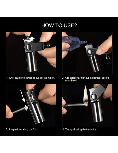 Mechero Permanente BIASTNR Mini Llavero Reutilizable Camping