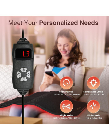 Almohadilla Terapia Luz Roja HOMLYNS 80x30cm 5 Niveles