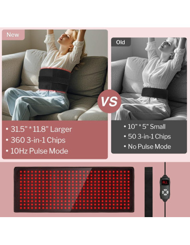 Almohadilla Terapia Luz Roja HOMLYNS 80x30cm 5 Niveles