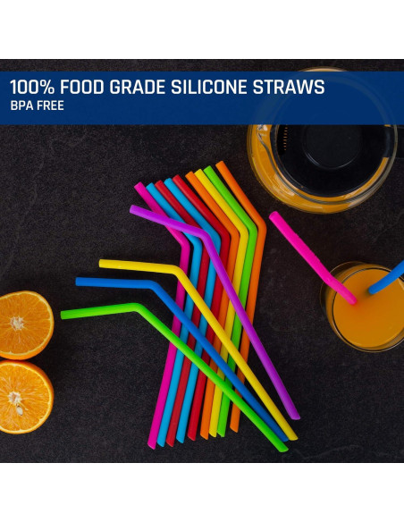 15 Pajitas de Silicona Reutilizables Juju World para Tumblers 20-30 oz