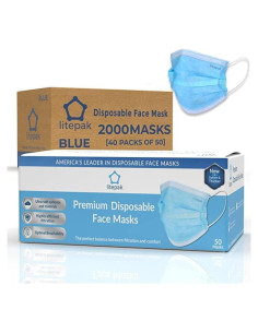 Mascarillas Desechables Negras Litepak 2000 Piezas 3 Capas