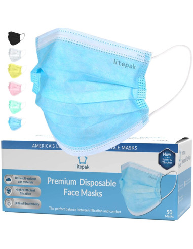 Mascarillas Desechables Negras Litepak 2000 Piezas 3 Capas