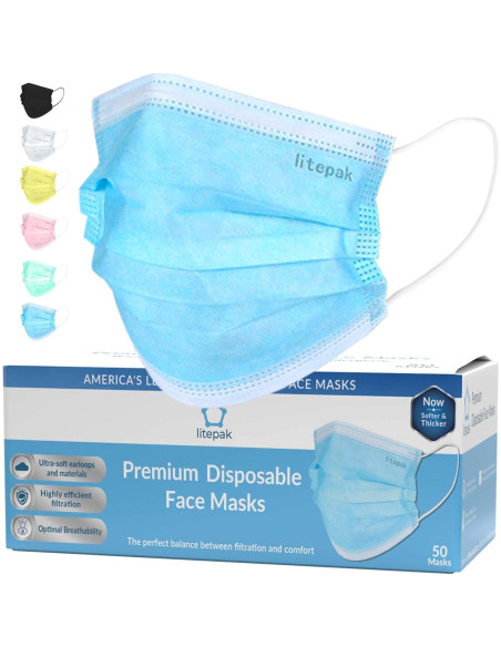 Mascarillas Desechables Negras Litepak 2000 Piezas 3 Capas