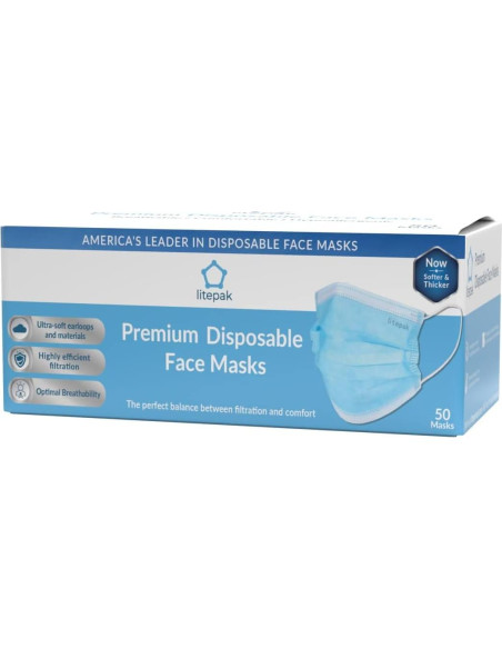 Mascarillas Desechables Negras Litepak 2000 Piezas 3 Capas