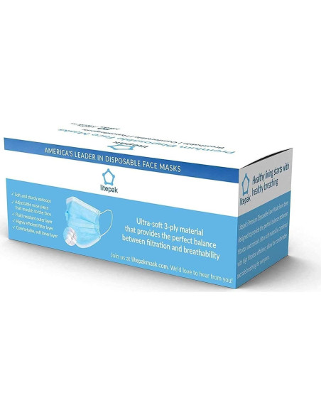 Mascarillas Desechables Negras Litepak 2000 Piezas 3 Capas
